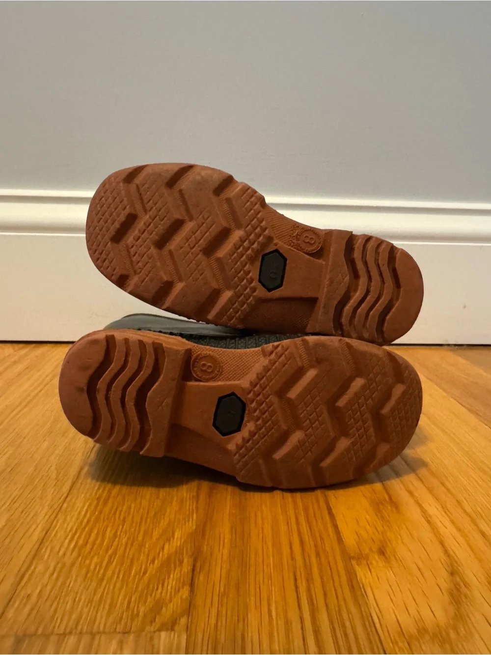 wonder nation Black Rain Boots with Brown Outsole